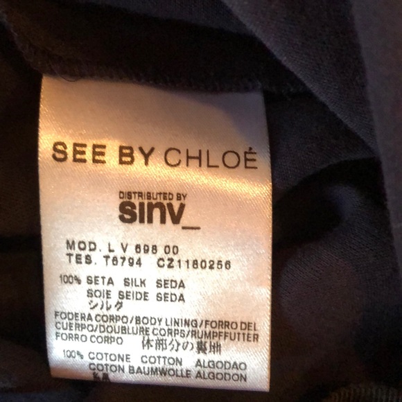 SEE BY CHLOE 💯% silk navy blue sheer swim coverup - Picture 7 of 8